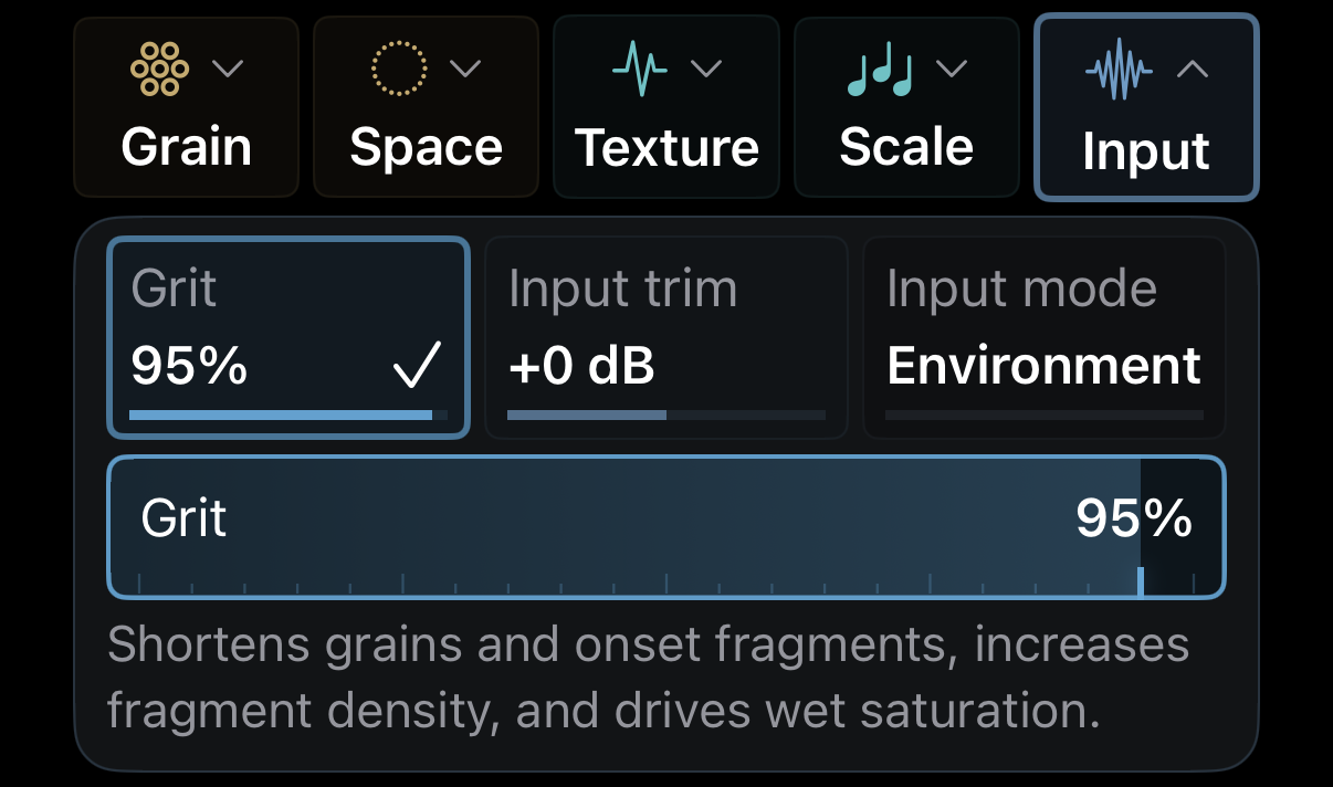Expanded Input parameters