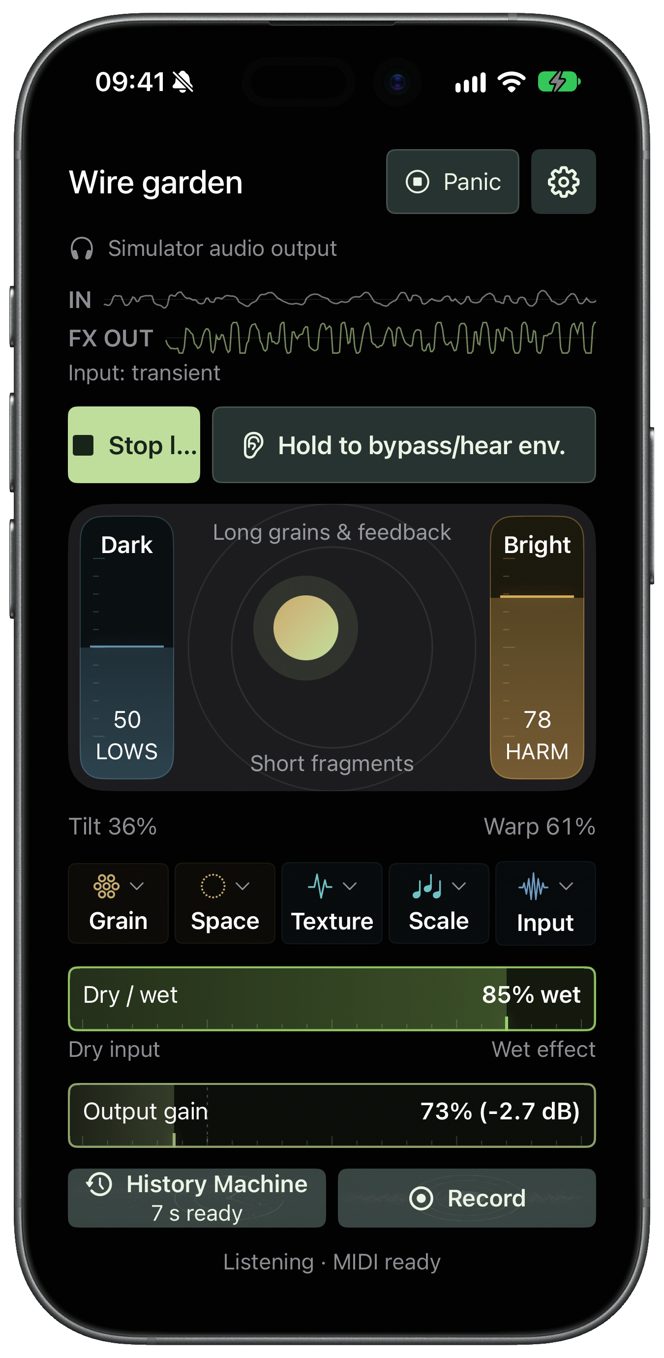 HearSonic main screen on iPhone