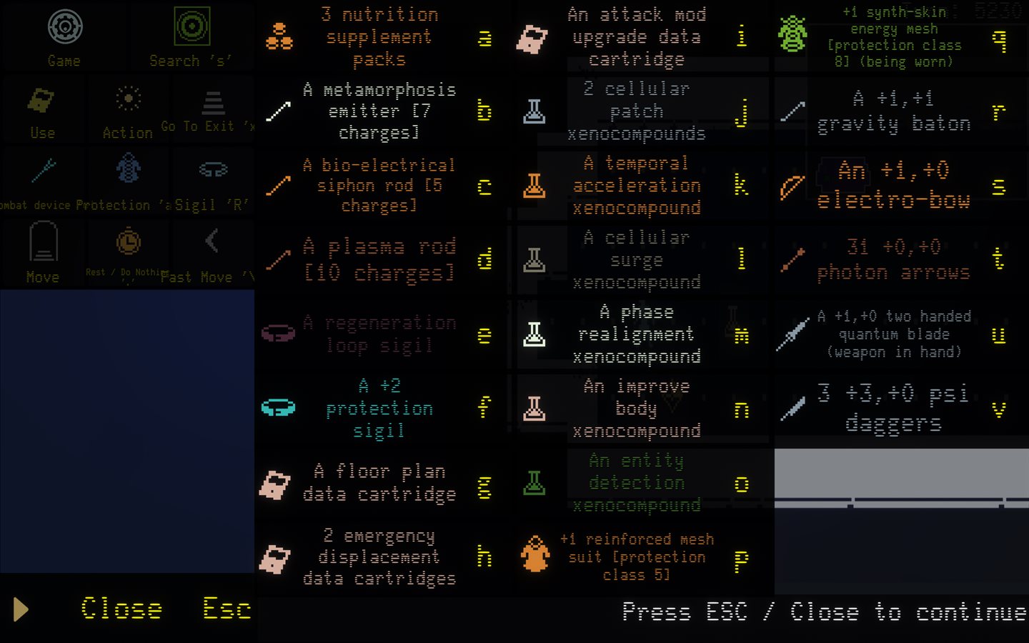 Inventory screen