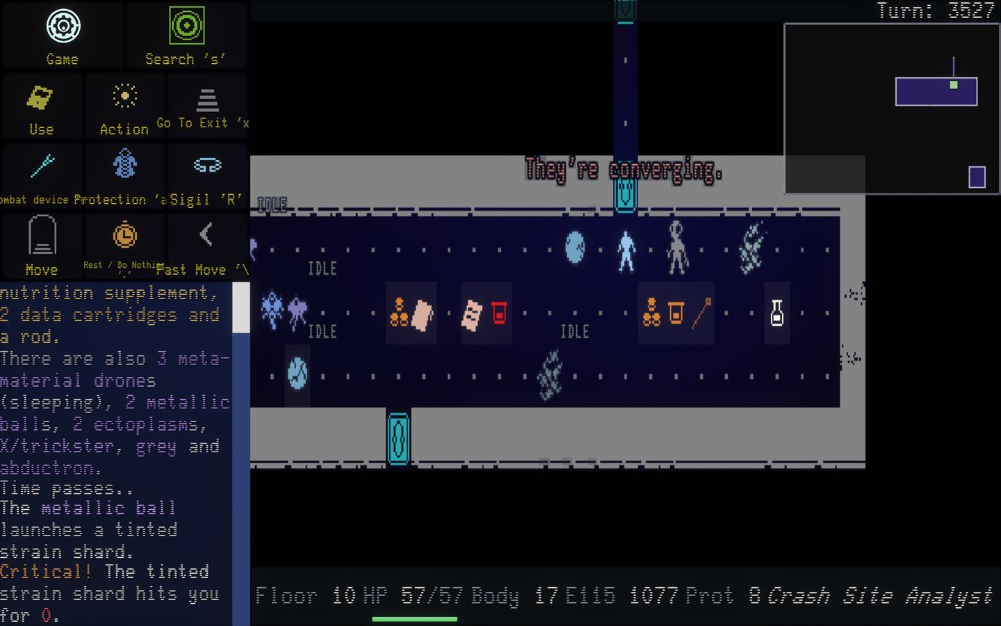 A room full of entities converging on the agent