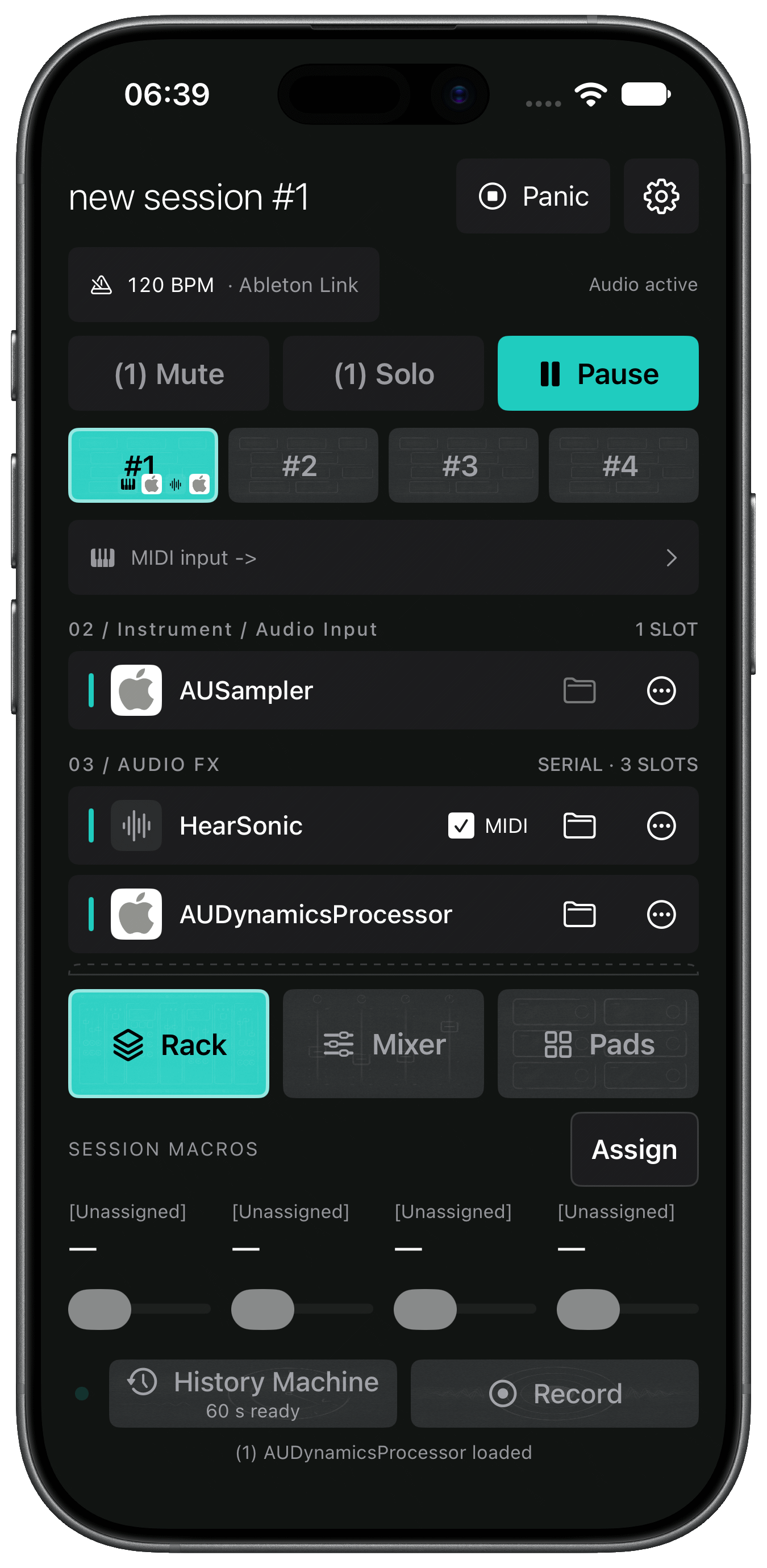 HostSonic μ main app on iPhone