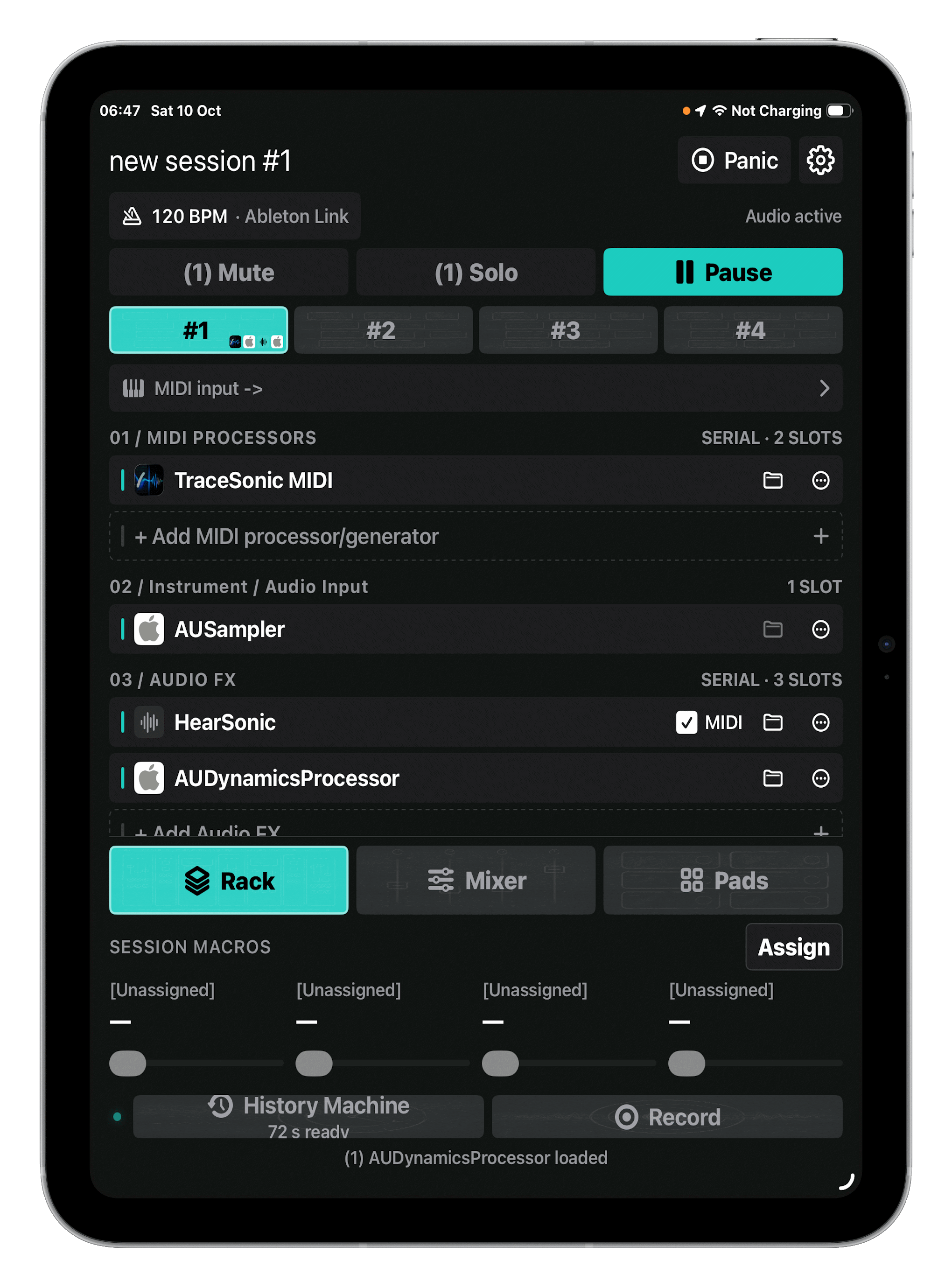 HostSonic μ main app on iPad